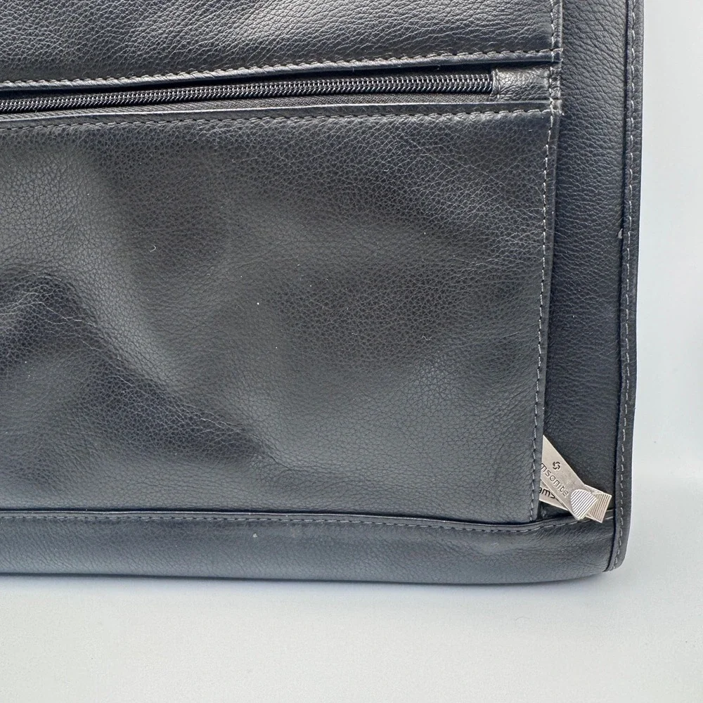 Samsonite Black Faux Leather Laptop Briefcase Sleeve Retractable Handle Bag